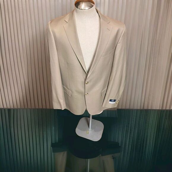 Hart Schaffner Marx Beige Sport Coat Blazer Jacket Mens Size 48L